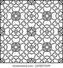 Stylish texture with figures from lines.Abstract geometric black and white pattern for web page, textures, card, poster, fabric, textile. Monochrome graphic repeating design. 