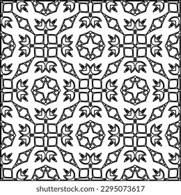 Stylish texture with figures from lines.Abstract geometric black and white pattern for web page, textures, card, poster, fabric, textile. Monochrome graphic repeating design. 