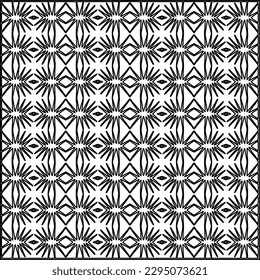 Stylish texture with figures from lines.Abstract geometric black and white pattern for web page, textures, card, poster, fabric, textile. Monochrome graphic repeating design. 