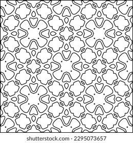 Stylish texture with figures from lines.Abstract geometric black and white pattern for web page, textures, card, poster, fabric, textile. Monochrome graphic repeating design. 