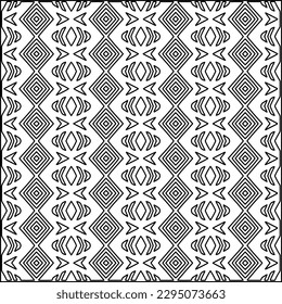 Stylish texture with figures from lines.Abstract geometric black and white pattern for web page, textures, card, poster, fabric, textile. Monochrome graphic repeating design. 