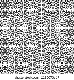 Stylish texture with figures from lines.Abstract geometric black and white pattern for web page, textures, card, poster, fabric, textile. Monochrome graphic repeating design. 