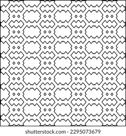 Stylish texture with figures from lines.Abstract geometric black and white pattern for web page, textures, card, poster, fabric, textile. Monochrome graphic repeating design. 