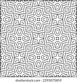 Stylish texture with figures from lines.Abstract geometric black and white pattern for web page, textures, card, poster, fabric, textile. Monochrome graphic repeating design. 