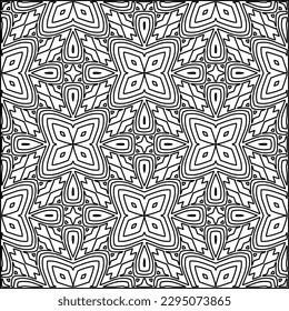 Stylish texture with figures from lines.Abstract geometric black and white pattern for web page, textures, card, poster, fabric, textile. Monochrome graphic repeating design. 