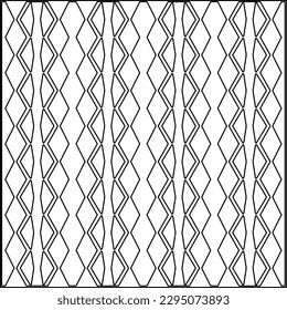 Stylish texture with figures from lines.Abstract geometric black and white pattern for web page, textures, card, poster, fabric, textile. Monochrome graphic repeating design. 