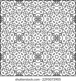 Stylish texture with figures from lines.Abstract geometric black and white pattern for web page, textures, card, poster, fabric, textile. Monochrome graphic repeating design. 