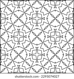 Stylish texture with figures from lines.Abstract geometric black and white pattern for web page, textures, card, poster, fabric, textile. Monochrome graphic repeating design. 