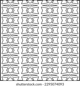 Stylish texture with figures from lines.Abstract geometric black and white pattern for web page, textures, card, poster, fabric, textile. Monochrome graphic repeating design. 