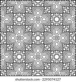 Stylish texture with figures from lines.Abstract geometric black and white pattern for web page, textures, card, poster, fabric, textile. Monochrome graphic repeating design. 