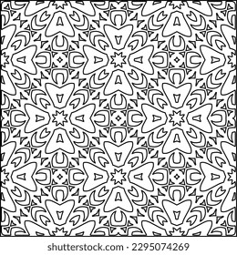 Stylish texture with figures from lines.Abstract geometric black and white pattern for web page, textures, card, poster, fabric, textile. Monochrome graphic repeating design. 