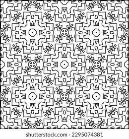 Stylish texture with figures from lines.Abstract geometric black and white pattern for web page, textures, card, poster, fabric, textile. Monochrome graphic repeating design. 