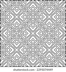 Stylish texture with figures from lines.Abstract geometric black and white pattern for web page, textures, card, poster, fabric, textile. Monochrome graphic repeating design. 