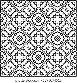 Stylish texture with figures from lines.Abstract geometric black and white pattern for web page, textures, card, poster, fabric, textile. Monochrome graphic repeating design. 