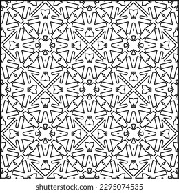 Stylish texture with figures from lines.Abstract geometric black and white pattern for web page, textures, card, poster, fabric, textile. Monochrome graphic repeating design. 