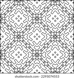 Stylish texture with figures from lines.Abstract geometric black and white pattern for web page, textures, card, poster, fabric, textile. Monochrome graphic repeating design. 