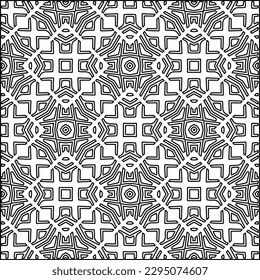 Stylish texture with figures from lines.Abstract geometric black and white pattern for web page, textures, card, poster, fabric, textile. Monochrome graphic repeating design. 