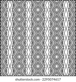 Stylish texture with figures from lines.Abstract geometric black and white pattern for web page, textures, card, poster, fabric, textile. Monochrome graphic repeating design. 