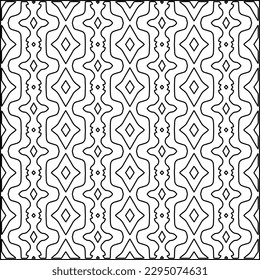 Stylish texture with figures from lines.Abstract geometric black and white pattern for web page, textures, card, poster, fabric, textile. Monochrome graphic repeating design. 