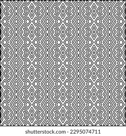 Textura elegante con figuras de líneas.Patrón geométrico en blanco y negro para páginas web, texturas, tarjetas, afiches, tela, textil. Diseño repetitivo gráfico monocromo. 