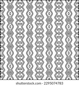 Stylish texture with figures from lines.Abstract geometric black and white pattern for web page, textures, card, poster, fabric, textile. Monochrome graphic repeating design. 