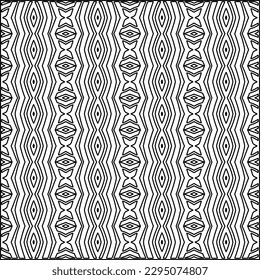 Stylish texture with figures from lines.Abstract geometric black and white pattern for web page, textures, card, poster, fabric, textile. Monochrome graphic repeating design. 
