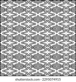 Stylish texture with figures from lines.Abstract geometric black and white pattern for web page, textures, card, poster, fabric, textile. Monochrome graphic repeating design. 