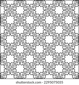 Stylish texture with figures from lines.Abstract geometric black and white pattern for web page, textures, card, poster, fabric, textile. Monochrome graphic repeating design. 