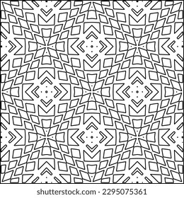 Stylish texture with figures from lines.Abstract geometric black and white pattern for web page, textures, card, poster, fabric, textile. Monochrome graphic repeating design. 