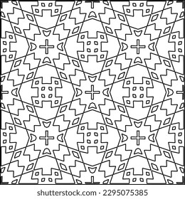 Stylish texture with figures from lines.Abstract geometric black and white pattern for web page, textures, card, poster, fabric, textile. Monochrome graphic repeating design. 