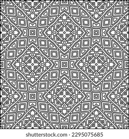 Stylish texture with figures from lines.Abstract geometric black and white pattern for web page, textures, card, poster, fabric, textile. Monochrome graphic repeating design. 