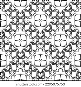 Stylish texture with figures from lines.Abstract geometric black and white pattern for web page, textures, card, poster, fabric, textile. Monochrome graphic repeating design. 