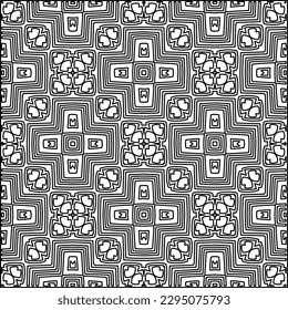 Stylish texture with figures from lines.Abstract geometric black and white pattern for web page, textures, card, poster, fabric, textile. Monochrome graphic repeating design. 