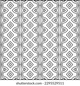 Stylish texture with figures from lines.Abstract geometric black and white pattern for web page, textures, card, poster, fabric, textile. Monochrome graphic repeating design. 