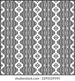 Stylish texture with figures from lines.Abstract geometric black and white pattern for web page, textures, card, poster, fabric, textile. Monochrome graphic repeating design. 