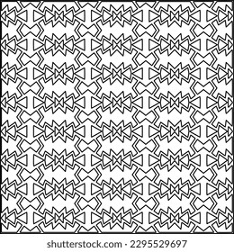 Stylish texture with figures from lines.Abstract geometric black and white pattern for web page, textures, card, poster, fabric, textile. Monochrome graphic repeating design. 
