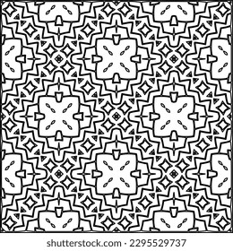Stylish texture with figures from lines.Abstract geometric black and white pattern for web page, textures, card, poster, fabric, textile. Monochrome graphic repeating design. 