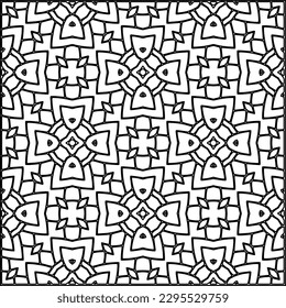 Stylish texture with figures from lines.Abstract geometric black and white pattern for web page, textures, card, poster, fabric, textile. Monochrome graphic repeating design. 