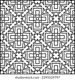 Stylish texture with figures from lines.Abstract geometric black and white pattern for web page, textures, card, poster, fabric, textile. Monochrome graphic repeating design. 