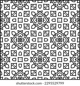 Stylish texture with figures from lines.Abstract geometric black and white pattern for web page, textures, card, poster, fabric, textile. Monochrome graphic repeating design. 