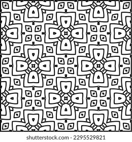 Stylish texture with figures from lines.Abstract geometric black and white pattern for web page, textures, card, poster, fabric, textile. Monochrome graphic repeating design. 