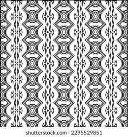 Stylish texture with figures from lines.Abstract geometric black and white pattern for web page, textures, card, poster, fabric, textile. Monochrome graphic repeating design. 
