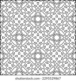 Stylish texture with figures from lines.Abstract geometric black and white pattern for web page, textures, card, poster, fabric, textile. Monochrome graphic repeating design. 
