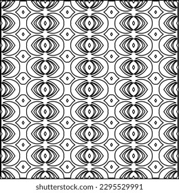 Stylish texture with figures from lines.Abstract geometric black and white pattern for web page, textures, card, poster, fabric, textile. Monochrome graphic repeating design. 