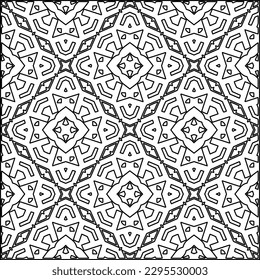 Stylish texture with figures from lines.Abstract geometric black and white pattern for web page, textures, card, poster, fabric, textile. Monochrome graphic repeating design. 