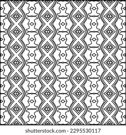 Stylish texture with figures from lines.Abstract geometric black and white pattern for web page, textures, card, poster, fabric, textile. Monochrome graphic repeating design. 