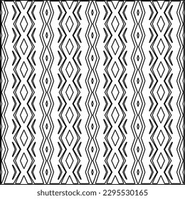 Stylish texture with figures from lines.Abstract geometric black and white pattern for web page, textures, card, poster, fabric, textile. Monochrome graphic repeating design. 