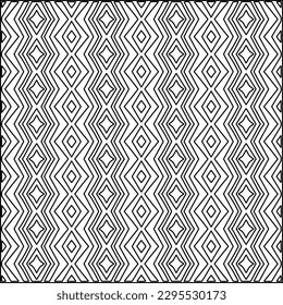Stylish texture with figures from lines.Abstract geometric black and white pattern for web page, textures, card, poster, fabric, textile. Monochrome graphic repeating design. 