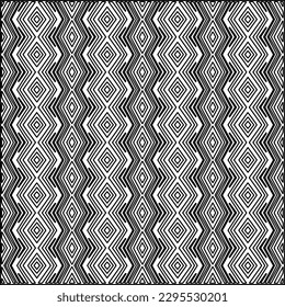 Textura elegante con figuras de líneas.Patrón geométrico en blanco y negro para páginas web, texturas, tarjetas, afiches, tela, textil. Diseño repetitivo gráfico monocromo. 