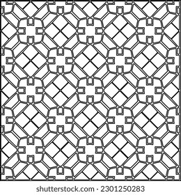 Stylish texture with figures from lines.Abstract geometric black and white pattern for web page, textures, card, poster, fabric, textile. Monochrome graphic repeating design. 